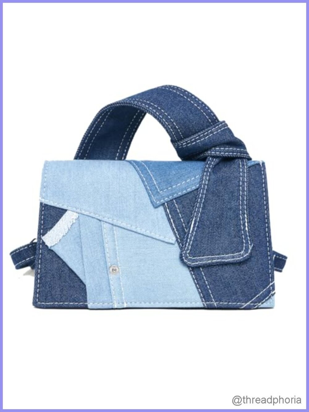 Denim Patchwork Crossbody Shoulder Bag Clutch Purse Women Adjustable Chain